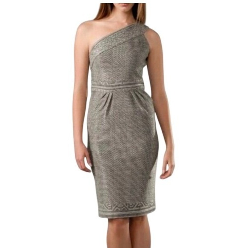 Diane von Furstenberg Sirabe Asymmetrical One Shoulder Herringbone Knit‎ Dress
